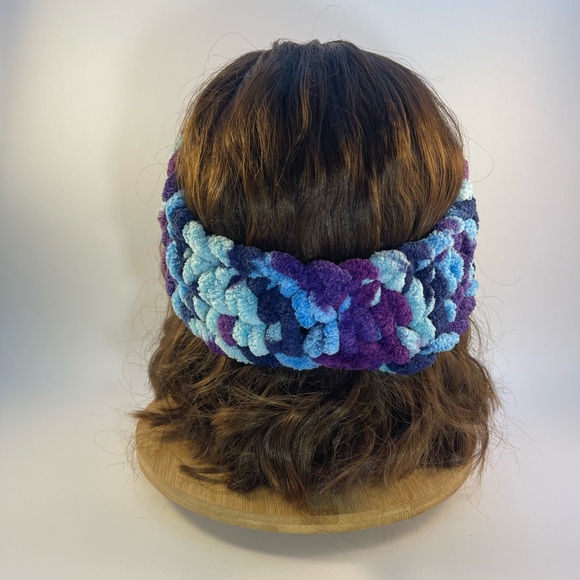 Handmade Women’s/Junior’s Winter Headband/Ear Wrap - Purple & Blue - Picture 6 of 9